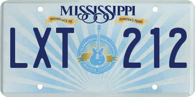 MS license plate LXT212