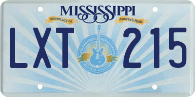 MS license plate LXT215