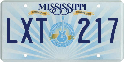 MS license plate LXT217