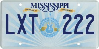 MS license plate LXT222