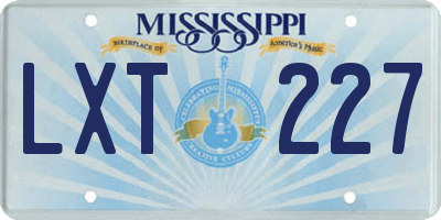 MS license plate LXT227