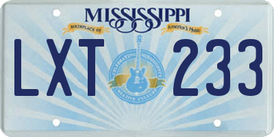 MS license plate LXT233