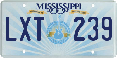 MS license plate LXT239