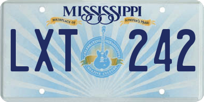 MS license plate LXT242