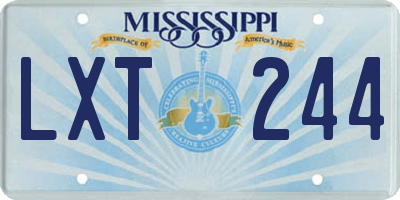 MS license plate LXT244