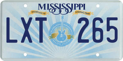 MS license plate LXT265
