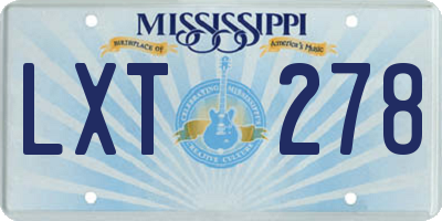 MS license plate LXT278