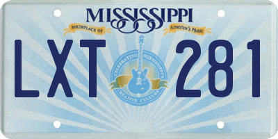 MS license plate LXT281