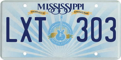MS license plate LXT303
