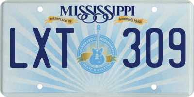 MS license plate LXT309