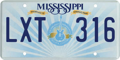 MS license plate LXT316