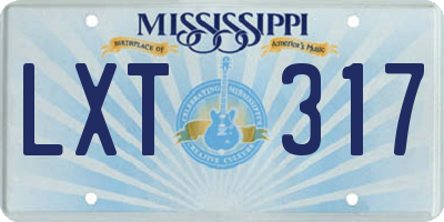 MS license plate LXT317