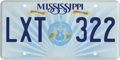MS license plate LXT322