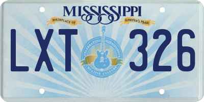 MS license plate LXT326