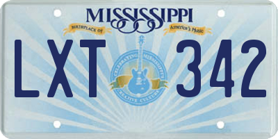 MS license plate LXT342