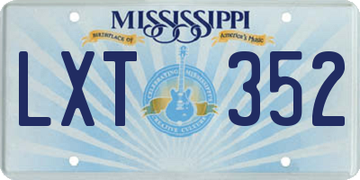 MS license plate LXT352