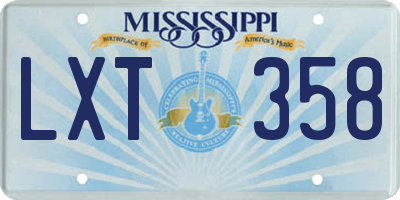 MS license plate LXT358