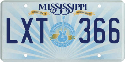 MS license plate LXT366