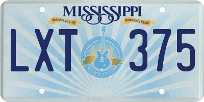 MS license plate LXT375