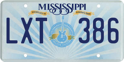 MS license plate LXT386