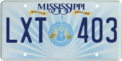 MS license plate LXT403
