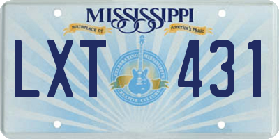 MS license plate LXT431