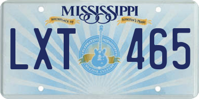 MS license plate LXT465