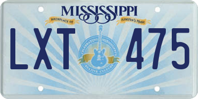 MS license plate LXT475