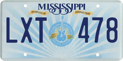 MS license plate LXT478