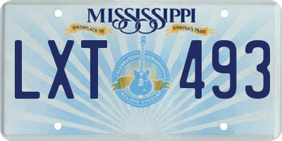 MS license plate LXT493