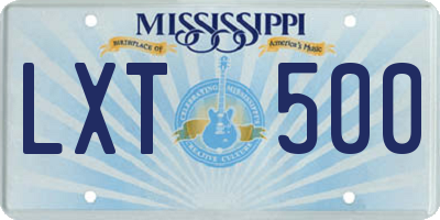 MS license plate LXT500