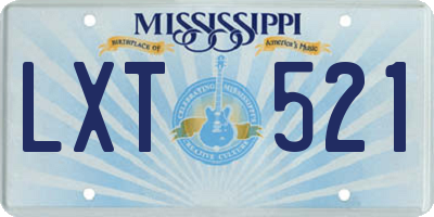 MS license plate LXT521