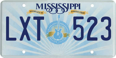 MS license plate LXT523