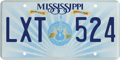 MS license plate LXT524