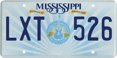 MS license plate LXT526