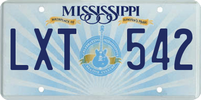 MS license plate LXT542