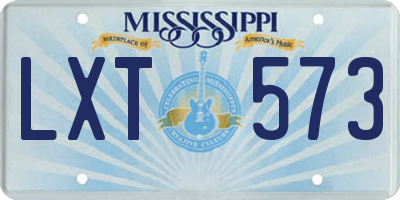 MS license plate LXT573