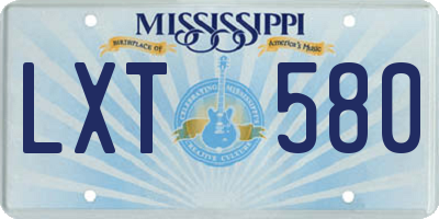 MS license plate LXT580