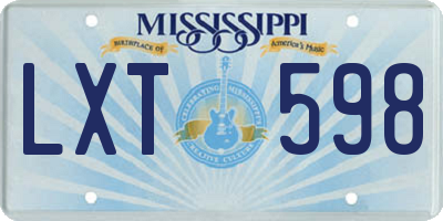 MS license plate LXT598