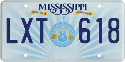 MS license plate LXT618