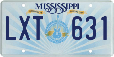 MS license plate LXT631
