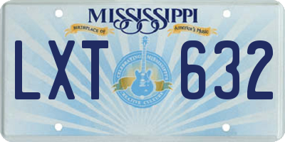 MS license plate LXT632