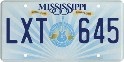 MS license plate LXT645