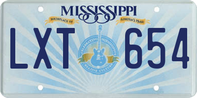 MS license plate LXT654