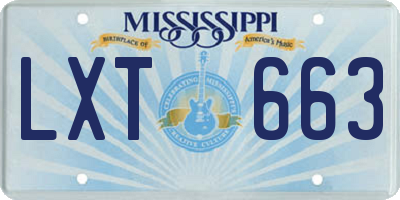 MS license plate LXT663