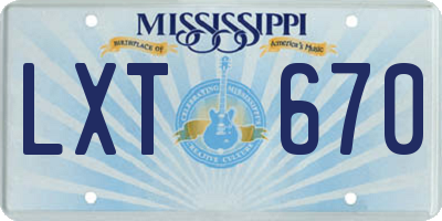 MS license plate LXT670