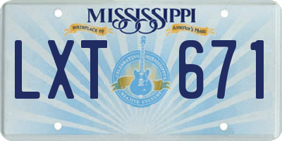 MS license plate LXT671