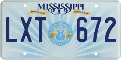MS license plate LXT672