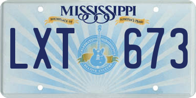 MS license plate LXT673