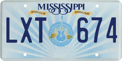 MS license plate LXT674